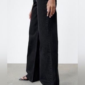 Zara High Rise Wide Leg Black Jeans